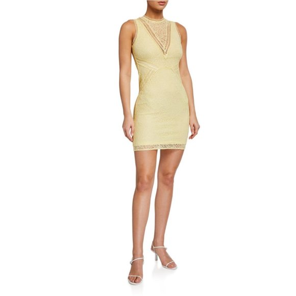 New Bardot Aubrey Lace Mini Dress Sheer Floral Sleeveless Sexy Wedding Guest - M - Picture 8 of 8